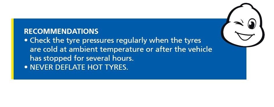 Tips box about tyre pressure check