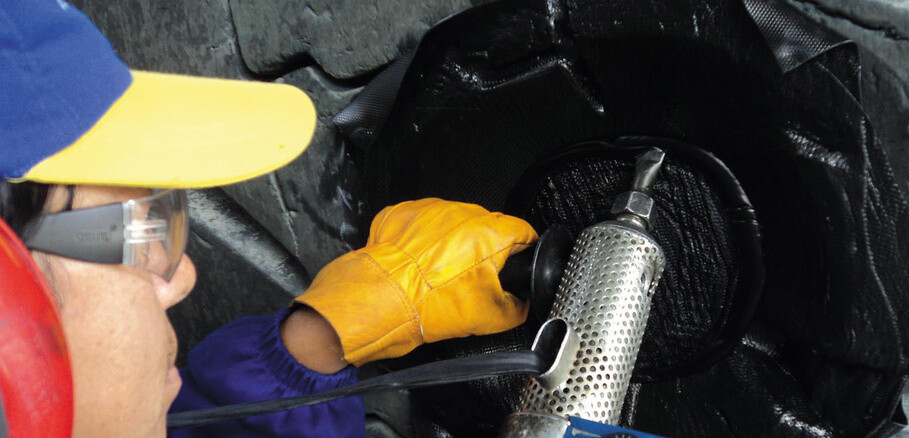 Man repairing a tire