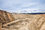 A large mining vehicle in a quarry.