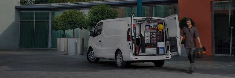 background van charging worker dark tire