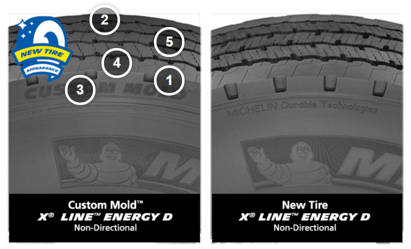 Michelin X® Line Energy D Custom Mold Retread / Recap