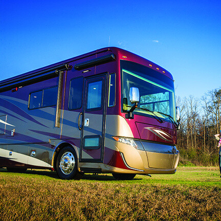 RV outfitted with Michelin tires in field