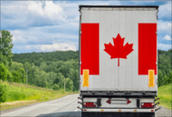 Semi truck with Canadian Flag