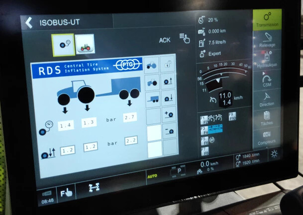Interface to manage your farm tyre pressure