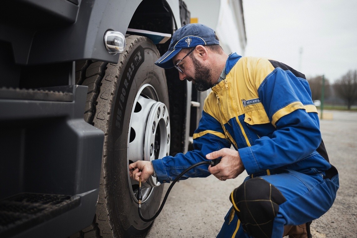 checking tire pressure