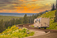 Recreational vehicle (RV) on road