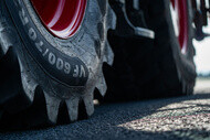 Tyre markings on a tractor