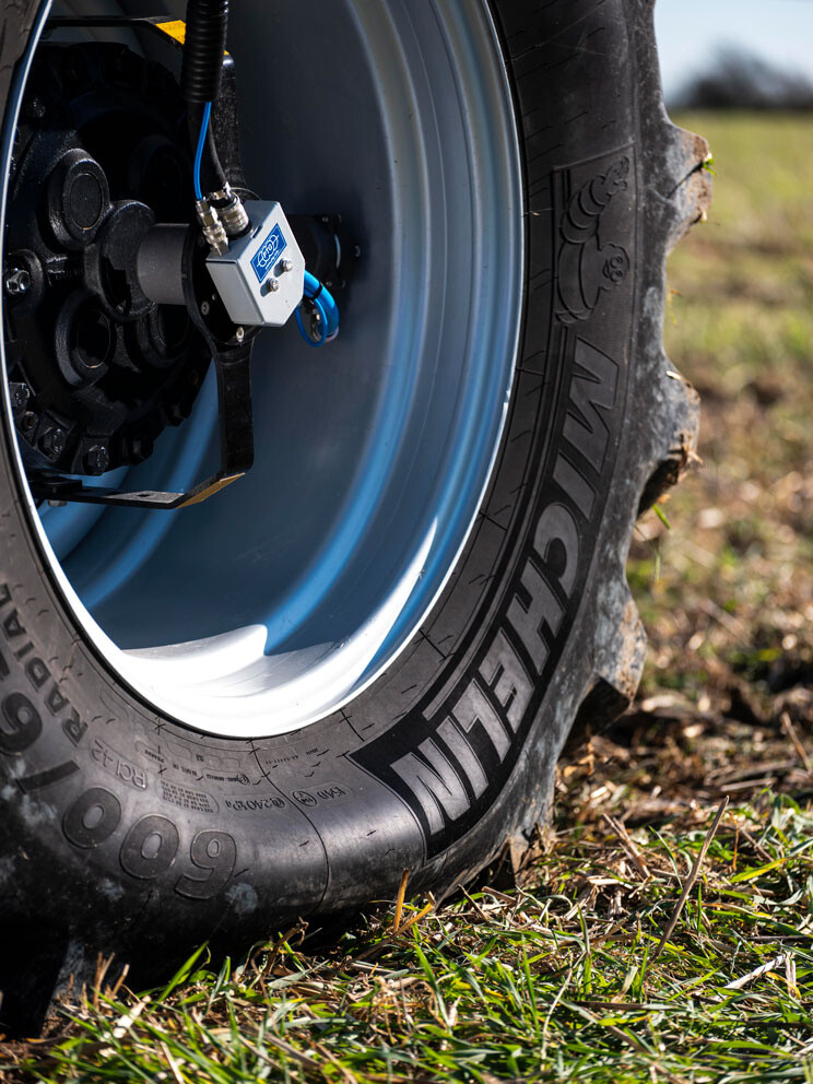Image of a tractor tire outfitted with a central tire inflation system
