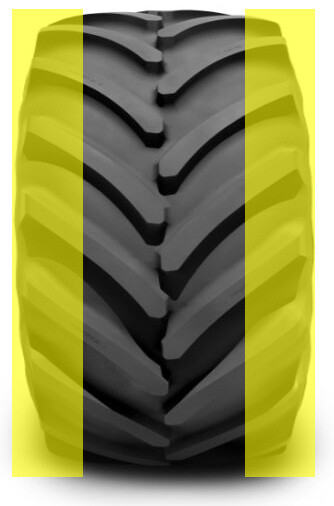 Pronounced tyre wear on the shoulders due to under-inflation
