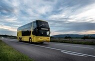 Double decker bus on the road