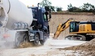 Construction vehicles on a worksite