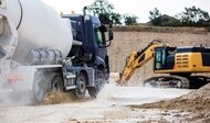 Construction vehicles on a worksite