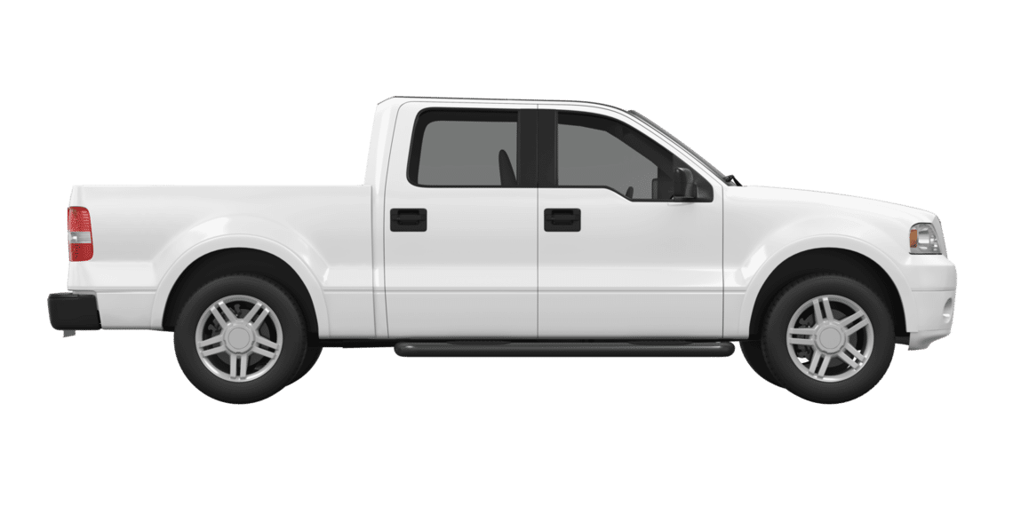 light duty white pickup truck cutout