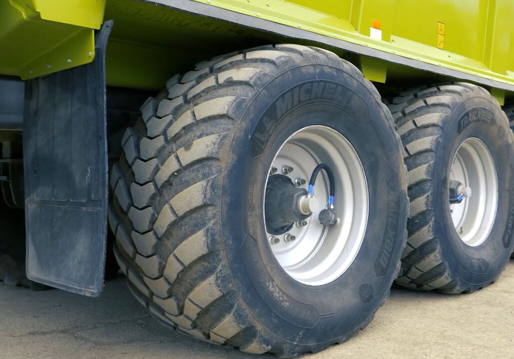 Close up of an ag tire equipped with CTIS