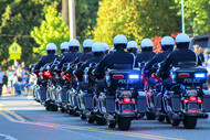 Procession of police on motorcycles