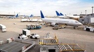 Aircraft and ground support equipment operating on an airport ramp