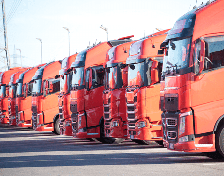 Truck fleet on a parking: correct truck tyre pressure is essential for your business