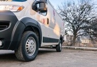 White commercial van with S&S Florist logo equipped with Michelin Agilis tires