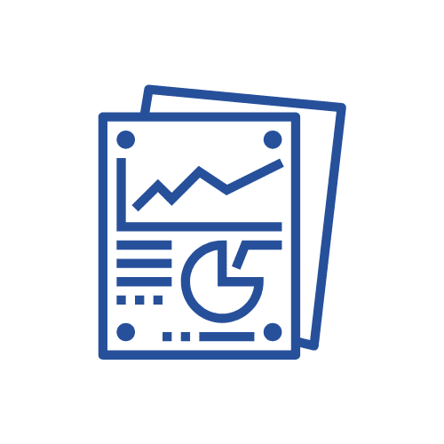 Feuille de papier bleue Analytics avec des graphismes et des tableaux représentant l’analytique