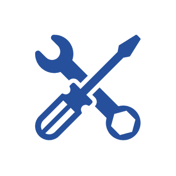 Blue wrench and screwdriver crossed icon