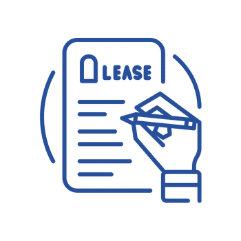 blue icon of a lease being signed