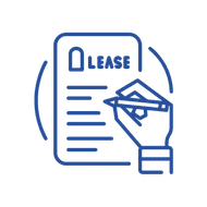 blue icon of a lease being signed
