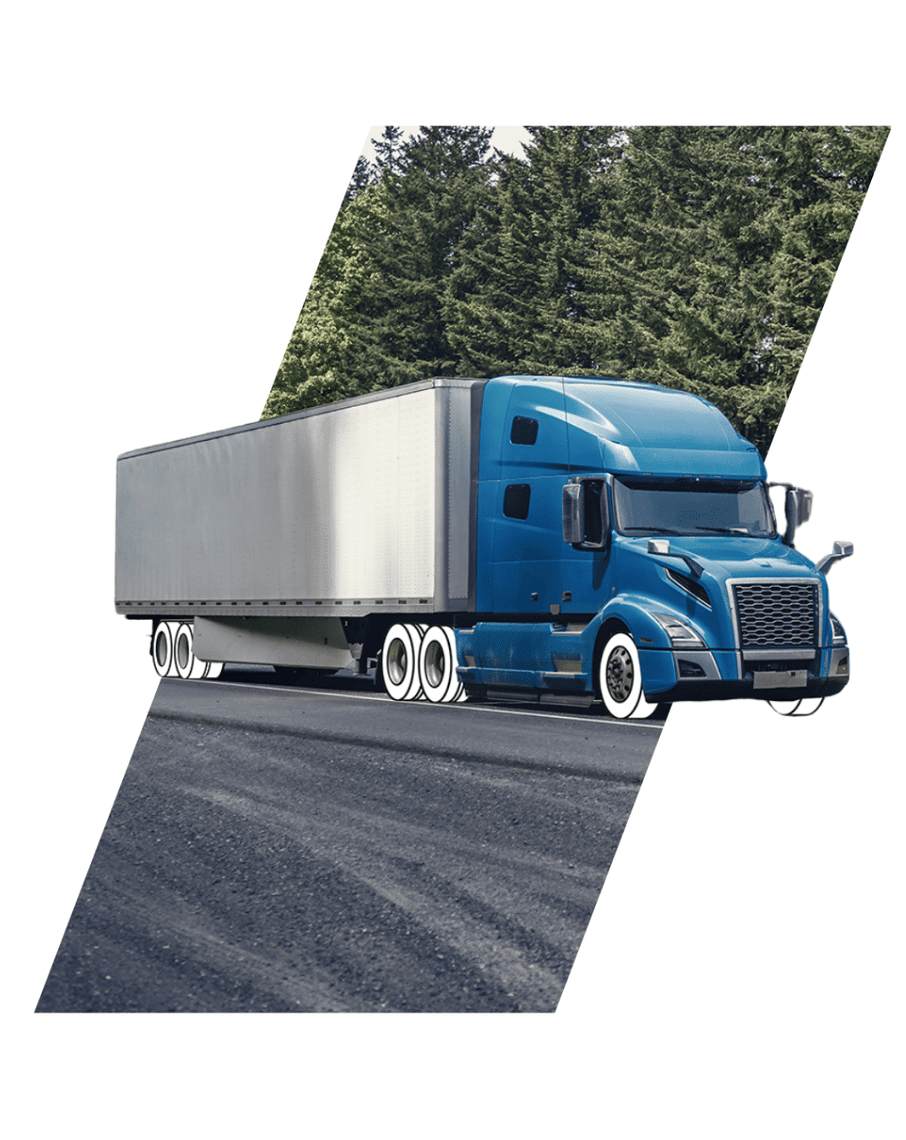 image of semi truck with white tires on road