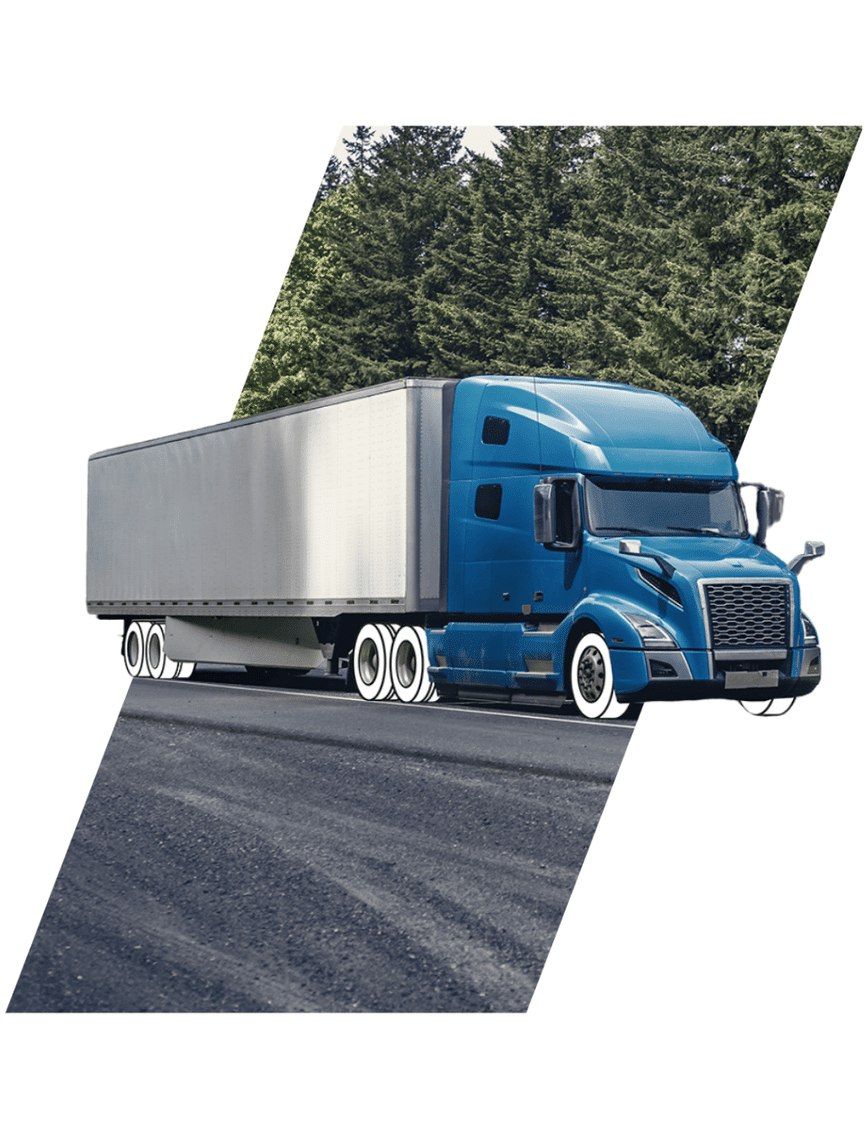 image of semi truck with white tires on road