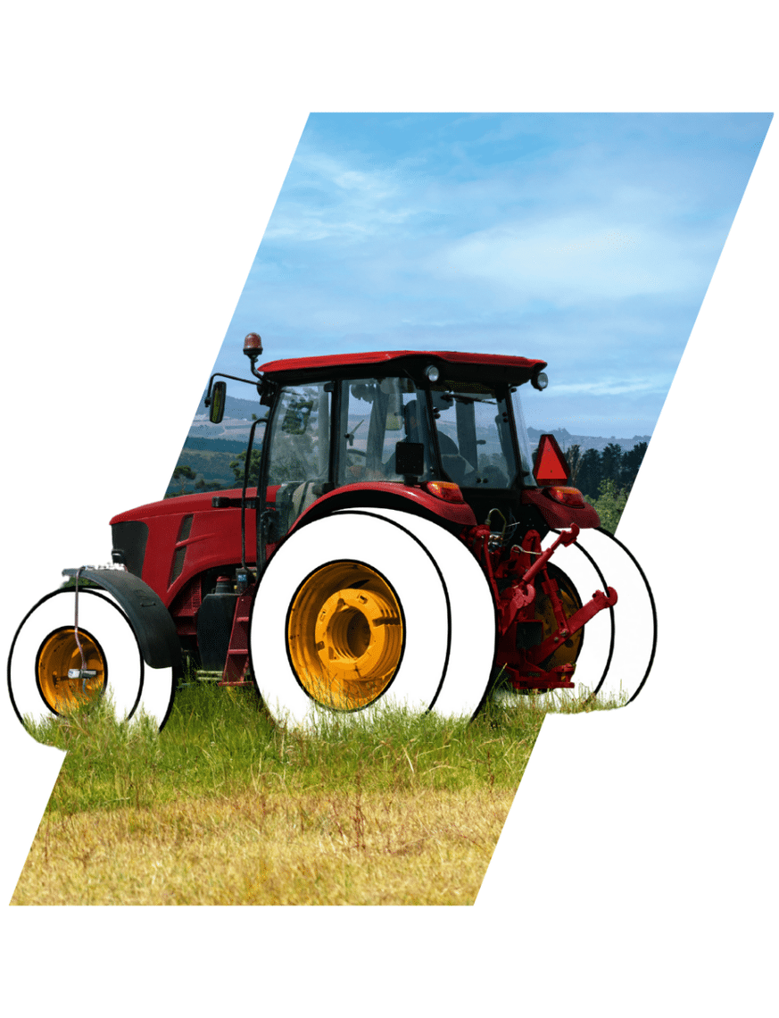 image showing an ag tractor with white tires