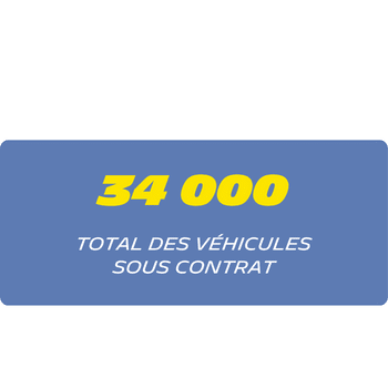 Boîte bleue avec 34 000 en jaune et total des véhicules sous contrat