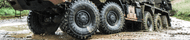 Military vehicle in off road operation