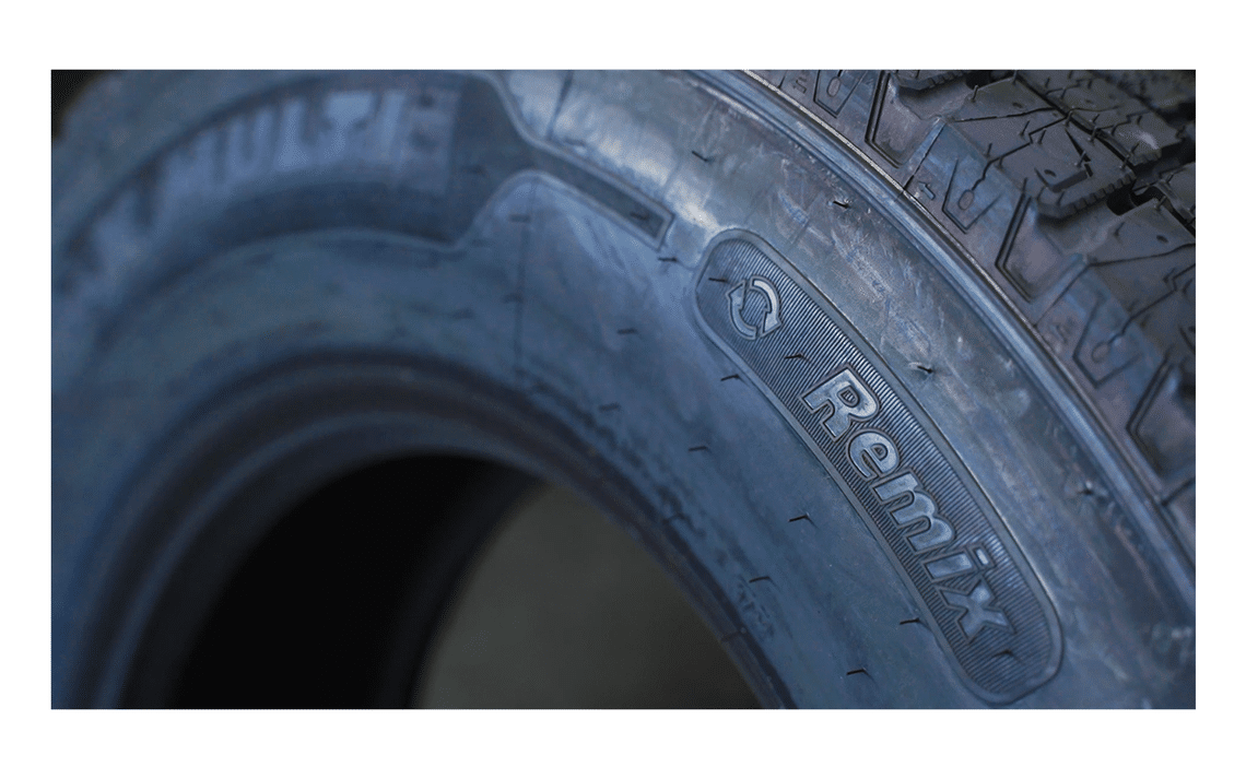 Truck tyre retreading illustrated with a new MICHELIN Remix® tyre