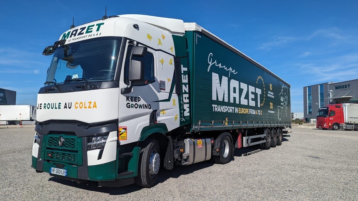 Transport Mazet biodiesel truck showcasing sustainable transport solutions