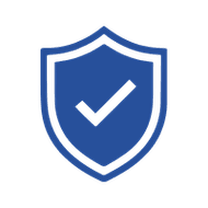 blue shield with check mark in the middle