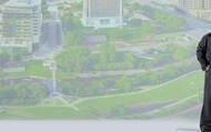 City skyline and transportation corridor background used in Michelin commercial fleet and mobility messaging banner.