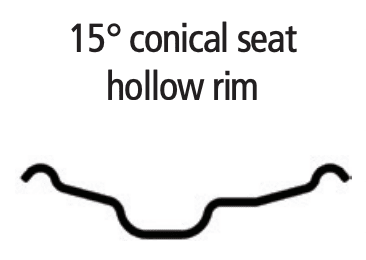 15° 円錐シート ホローリム (15° conical seat hollow rim)