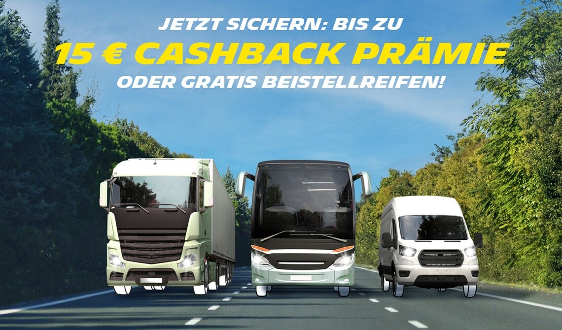 Jetzt sichern: Bis zu 15 € Cashback Prämie oder gratis Beistellreifen!