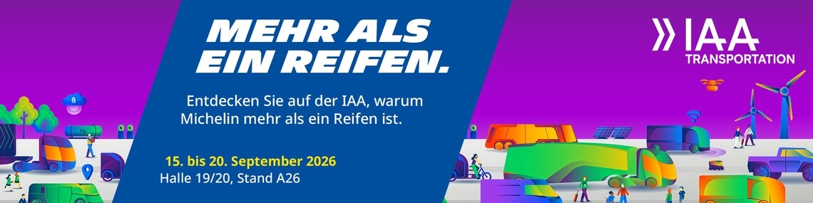 Michelin auf der IAA Transportation 2026, 15. bis 20. September, Halle 19/20, Stand A26 – Mehr als ein Reifen