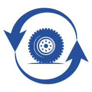 Commercial tire surrounded by circular arrows representing additional casing life through retreading