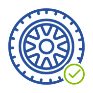 Tire with checkmark representing the right tire for a material handling application