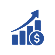 Growth chart and dollar icon representing long-term construction tire value