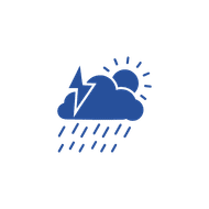 Sun and cloud with rain and lightning