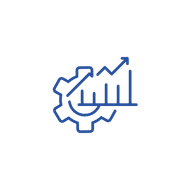 Gear with an upward-trending chart icon