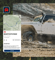 OnTrail app highlighting the off road route through beartooth pass
