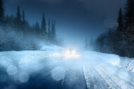 Auto Edito guide snowy night road Tipy a rady