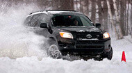 Car braking on the snow