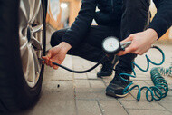 You can inflate tyres with a tyre inflation pump in a petrol station