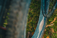 Latex sealant being added to a tubeless bike tyre