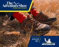 The Adventure Shoe, picture of the Hush Puppies hiking shoes soles by Michelin