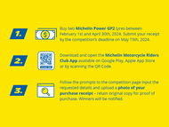 Michelin Competition 3 steps, first buy a set of Michelin Power GP2 then download the Riders App and finish by following the online process and upload a proof of purchase